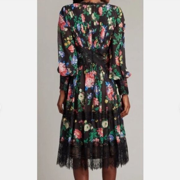 Tadashi Shoji Black Floral Print Midi Dress - Picture 3 of 9